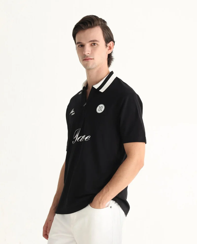 Rare Rabbit Men's Embroidered Relaxed Fit Polo