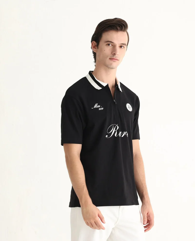 Rare Rabbit Men's Embroidered Relaxed Fit Polo