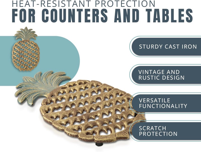 Comfify Cast Iron Pineapple Trivet - Decorative Kitchen and Dining Table Accessory - Image 2