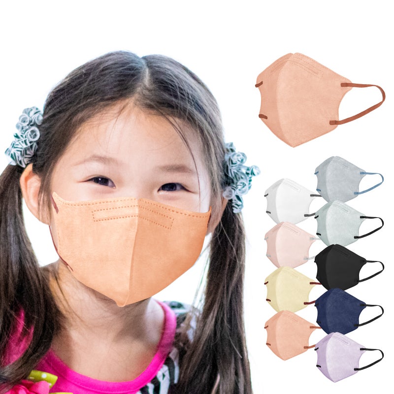 Kids 3D Colorful Mask Triple-Layer Ear Comfort Peach pink + dark peach pink (10 bags)
