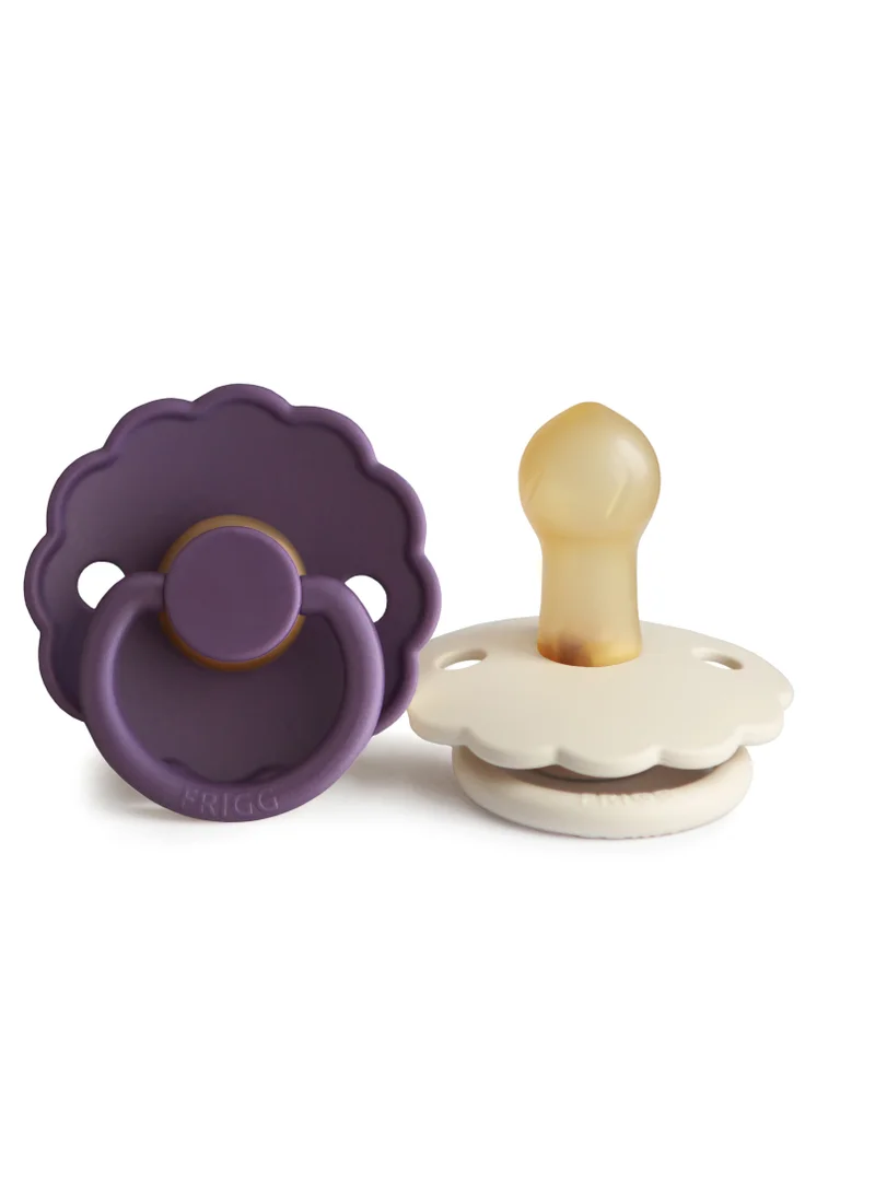 FRIGG Daisy Latex Baby Pacifier 0-6M 2-Pack Violet Dream/Cream - Size 1