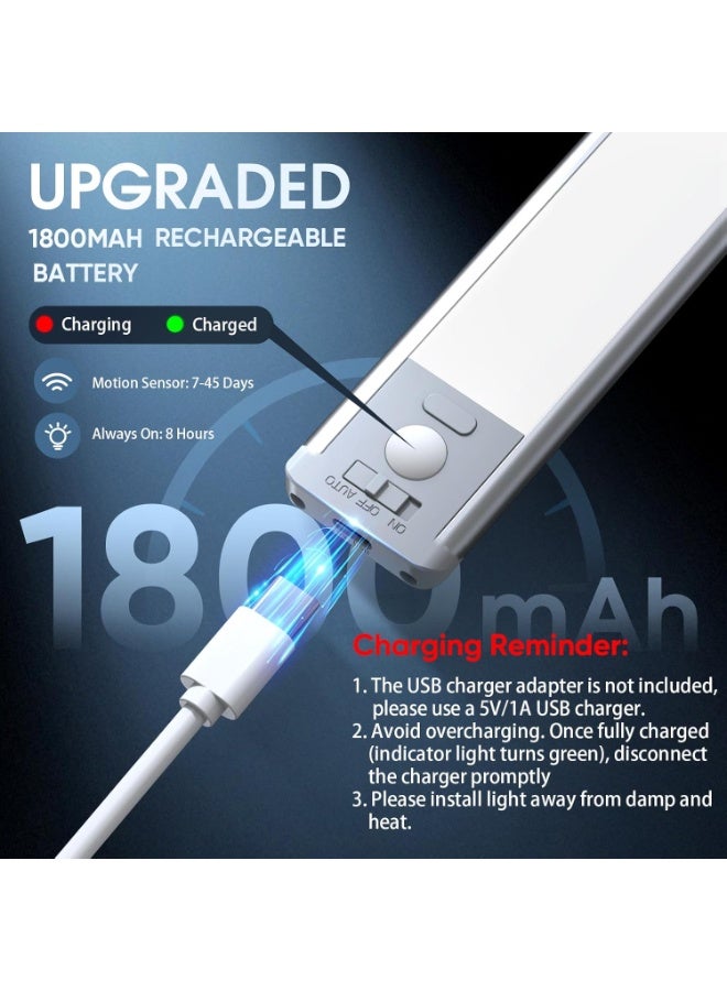 Under Cabinet Lights,40 LED Rechargeable Battery Operated Motion Sensor Light Indoor, 2 Pack Magnetic Dimmable Closet Lights, Wireless Under Counter Lights for Kitchen, Stairs - Image 4