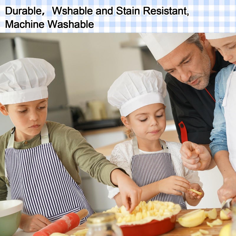 Newcotte 8 Pieces Kids Apron Toddler Cotton Adjustable Bib Chef Apron with 2 Pockets for Boys and Girls Children (Blue,Brown) - Image 3