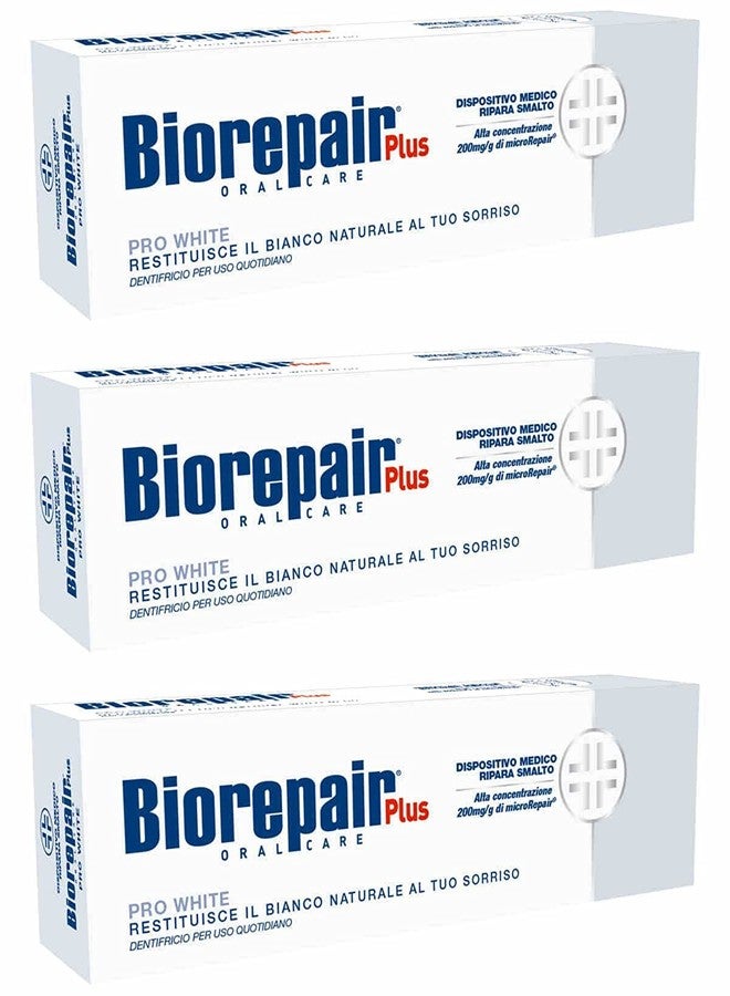 Biorepair Pro White Daily Toothpaste - 2.54 Fluid Ounces (75ml) Tubes (Pack of 3) [ Italian Import ] - Image 1