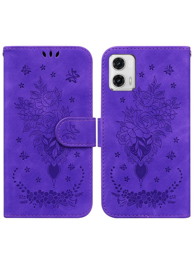 erorex Case For Motorola Moto G73 Butterfly Rose Embossed Leather Phone Case - Image 1