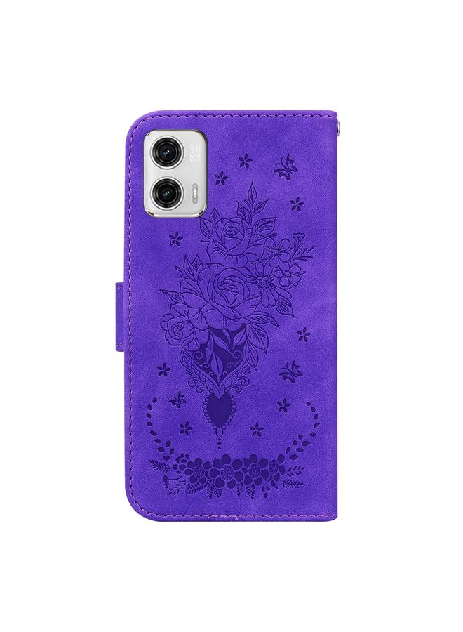 erorex Case For Motorola Moto G73 Butterfly Rose Embossed Leather Phone Case - Image 3