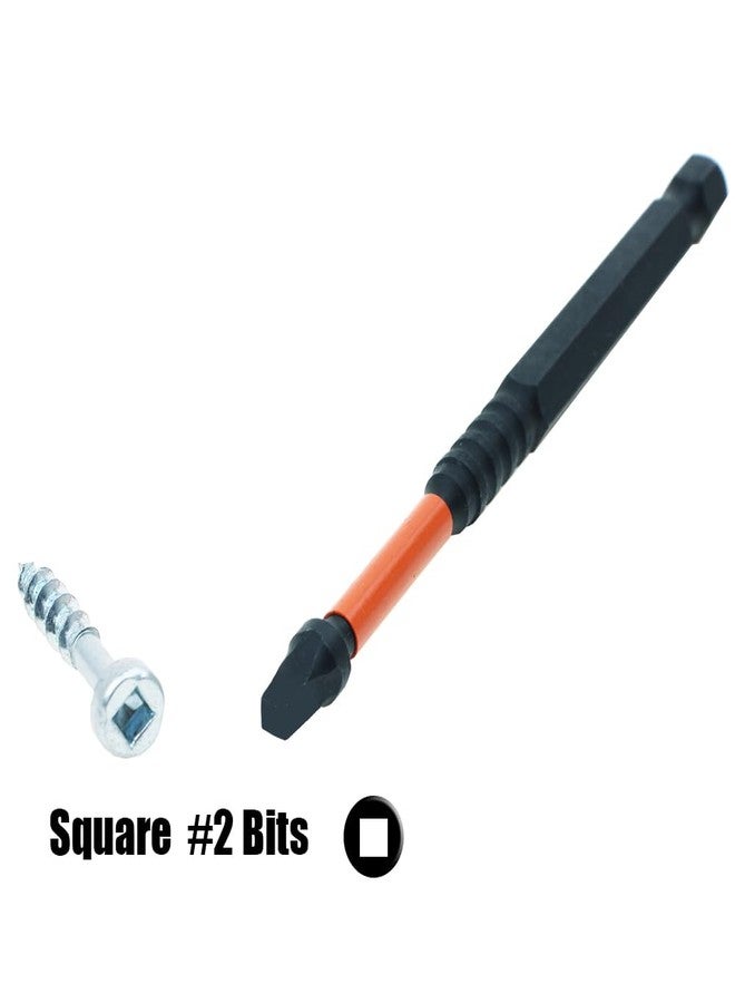 AUTOTOOLHOME عبوة من 10 قطع #2 مثقاب مربع بطول 4 بوصات مثقاب تأثير مربع لنظام جيب الثقب SQ2 - Image 2