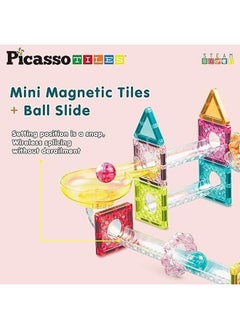 PicassoTiles 60 Pc Magnet Tiles Building Block Travel Size Magnetic Marble Run Construction Toy Set Mini Diamond Marble Racetrack Building Blocks Playset Education Stem Learning Kit Boy Girl 3 Plus Ptmg60  - Image 2