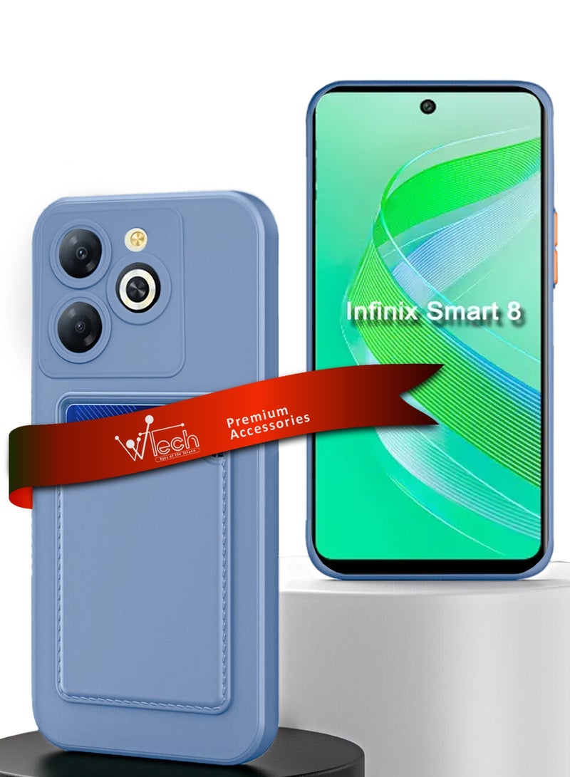 دبليو تيك غطاء حماية من السيليكون TPU مع حامل بطاقات لهاتف انفينيكس سمارت 8 4G 2023 رمادي - Image 1