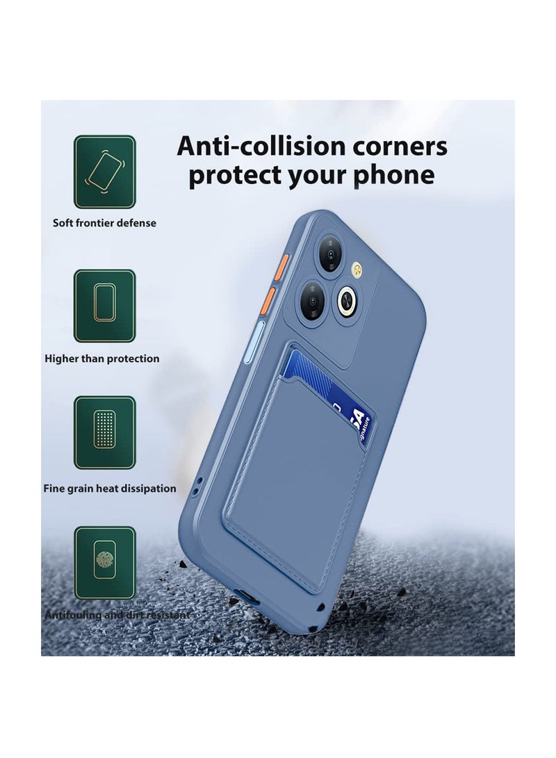 دبليو تيك غطاء حماية من السيليكون TPU مع حامل بطاقات لهاتف انفينيكس سمارت 8 4G 2023 رمادي - Image 2