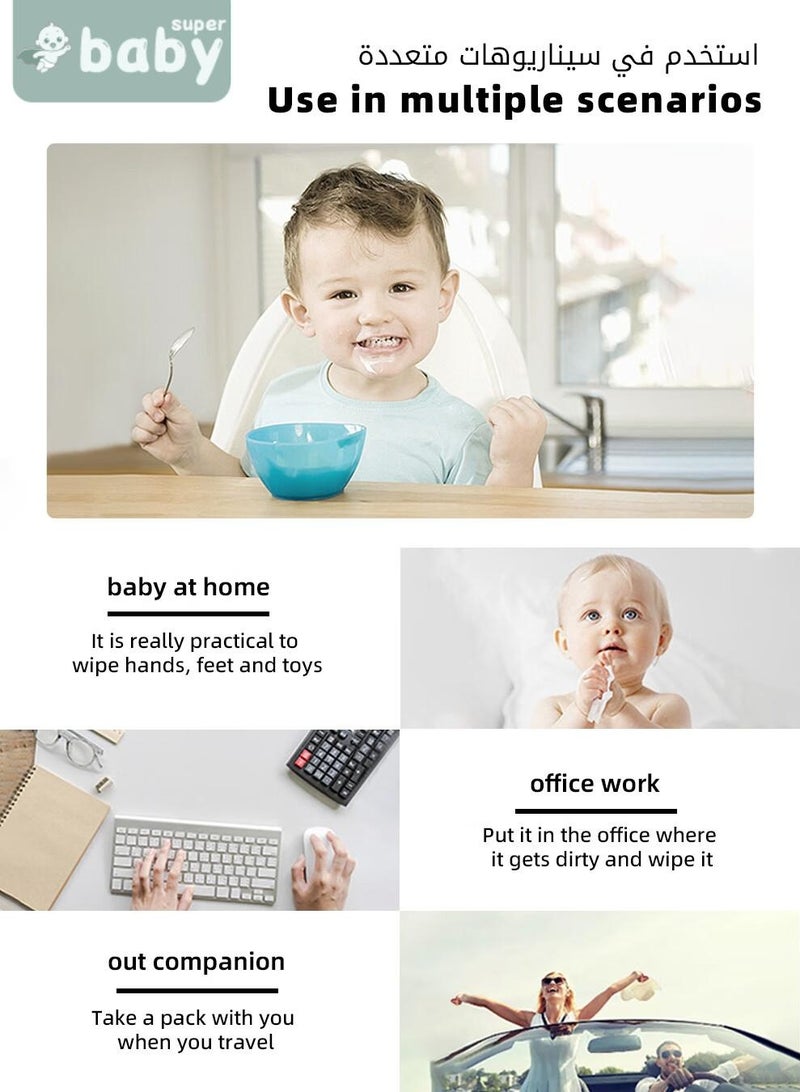 سوبر بيبي مناديل العناية الطبيعية للأطفال بأغلفة فردية، مناديل محمولة بالماء، خالية من العطور ومناسبة للبشرة الحساسة، عدد 300 منديل (6 علب) - Image 4