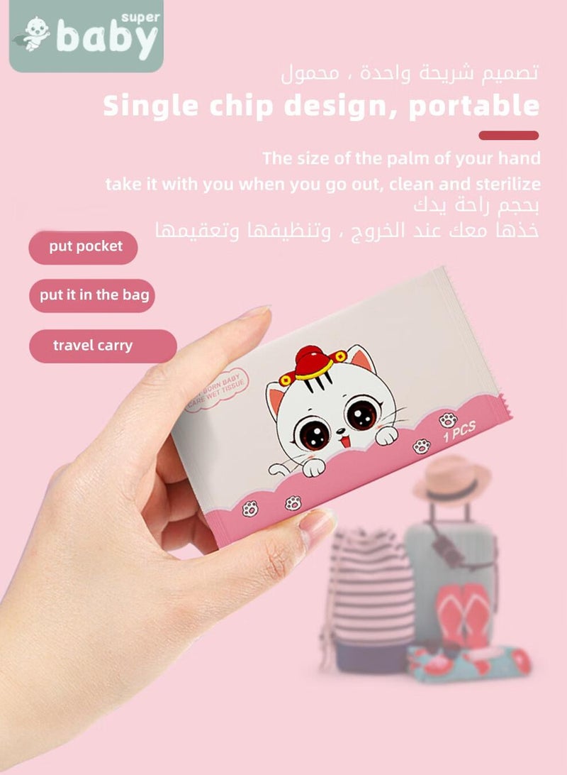 سوبر بيبي مناديل العناية الطبيعية للأطفال بأغلفة فردية، مناديل محمولة بالماء، خالية من العطور ومناسبة للبشرة الحساسة، عدد 300 منديل (6 علب) - Image 5