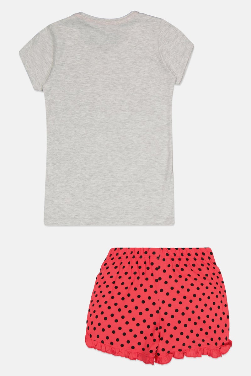 Peanuts Kids Girl 2 Pieces Graphic Print T-Shirt And Short Pajama Set, Multicolor - Image 2