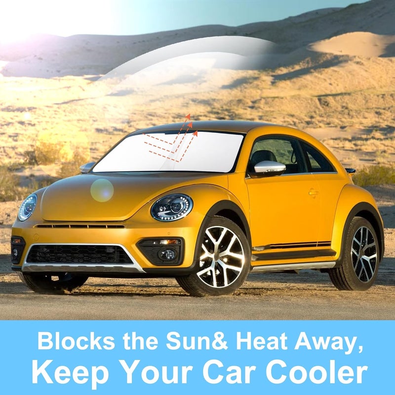 TINGLU Sun Shade for Volkswagen VW Beetle 2012-2019 Accessories Windshield Sun Shade Window Shade UV Rays Protection Sun Visor Cover with Steering Wheel Sunshade Storage Bag - Image 5