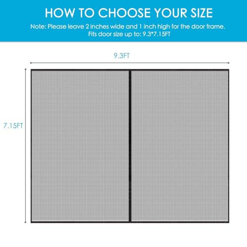 AURELIO TECH Magnetic Garage Door Screen for 1 Car 9x7 ft Single Garage Door Mesh Screen Curtain Cover Kit with Hook and Loop, Black (GSD-0009-07) - Image 3