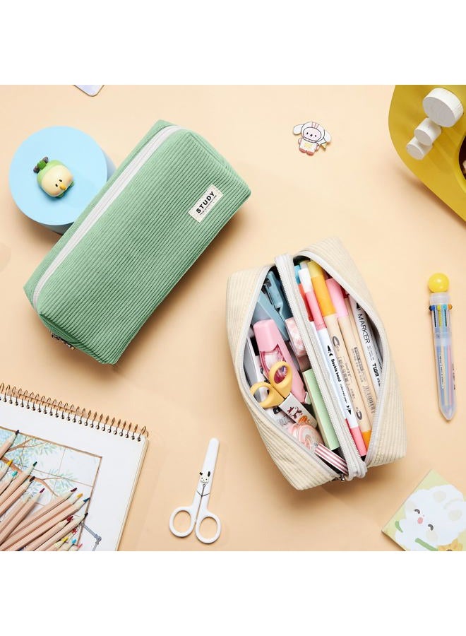 KALIDI FANCY FOREST KALIDI Large Pencil Case Corduroy Pencil Pouch Box Cute School Supplies for Teen Girls Boys, Beige - Image 4