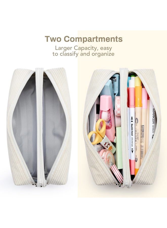 KALIDI FANCY FOREST KALIDI Large Pencil Case Corduroy Pencil Pouch Box Cute School Supplies for Teen Girls Boys, Beige - Image 2