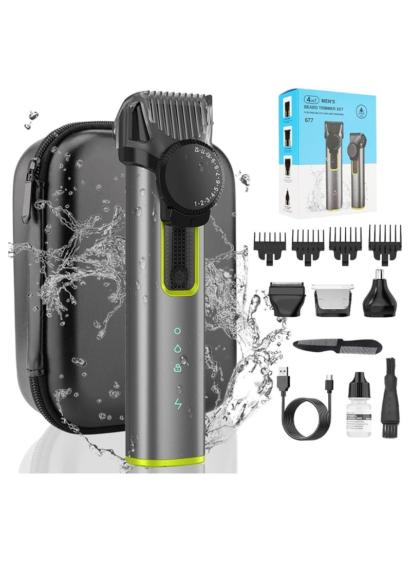 Beard Trimmer for Men Adjustable, Hair Clippers Rechargeable Electric Cordless Kit, Waterproof Professional Barbers Set, Mens Mustache Trimmers, Electric Razor Shaver for Nose Body Face Mustache - Image 1