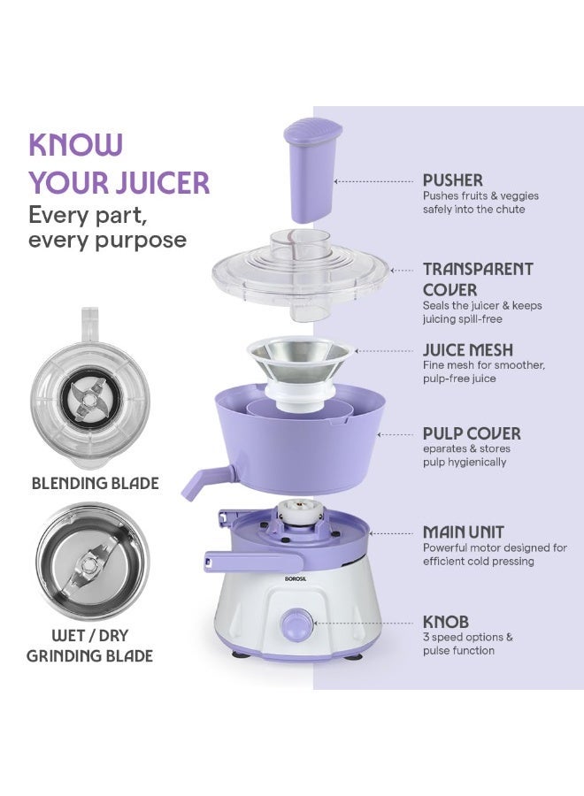 Borosil Primus III 500W Juicer Mixer Grinder | Made in India | Centrifugal Juicing Technology | 2 Jars with Pulp Collector | 3 Speed & Pulse Function | Overload Protection | 2 Year Warranty - Image 3