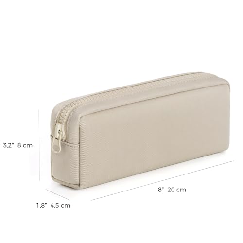 DOBMIT Big Capacity Pencil Case Pure Color Pen Pouch with Zipper Stationary Storage Bag for Adult Officers Khaki - Image 3
