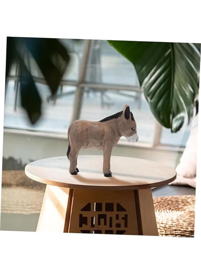 Wooden Donkey Ornaments Animal Donkey Decors Donkey Figurine Wood Ornaments Desktop Donkey Decoration Wood Crafts Woodcarving Ornament Tabletop Adornment Antique Manual