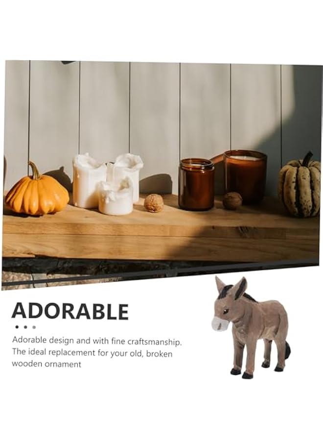 Wooden Donkey Ornaments Animal Donkey Decors Donkey Figurine Wood Ornaments Desktop Donkey Decoration Wood Crafts Woodcarving Ornament Tabletop Adornment Antique Manual