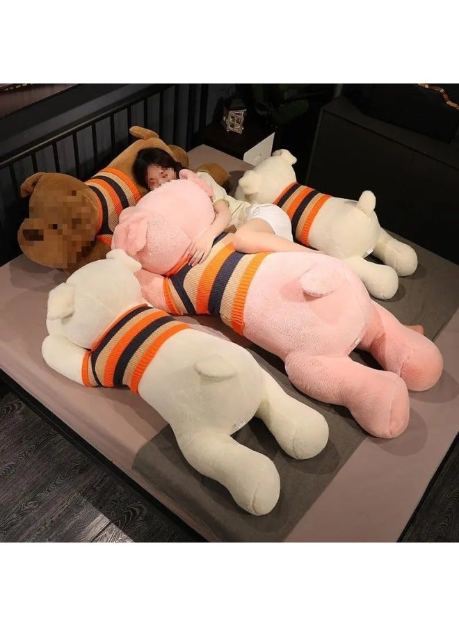 Large Dog Doll Sleeping Pillow Sleeping Dog Plush Toy Bed Doll Gift Japan-Specification:[high-end Goods] 1.2m About 3kg+-Color:Pink Doll