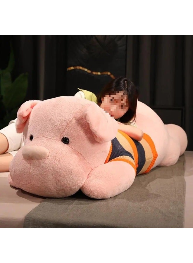 Large Dog Doll Sleeping Pillow Sleeping Dog Plush Toy Bed Doll Gift Japan-Specification:[high-end Goods] 1.2m About 3kg+-Color:Pink Doll