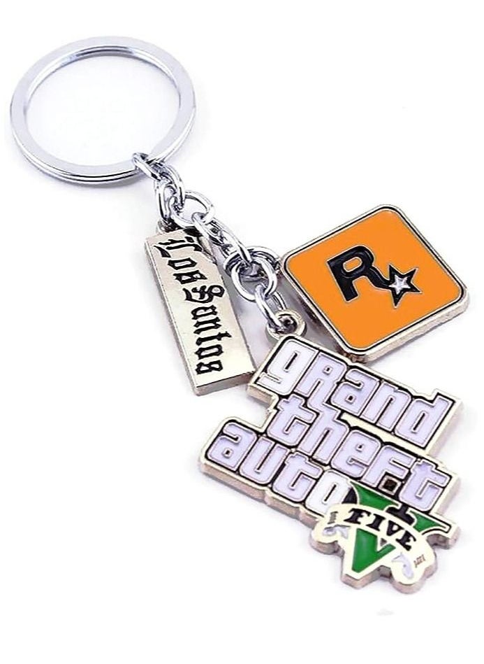 Generic Multi Pendant Gaming Key Holder ,Gtav grand theft auto keychain,Grand Theft Auto 5GTA5 keychain Grand Theft Auto 5 keyring,Grand Theft Auto Key Chain/Silver  - Image 1