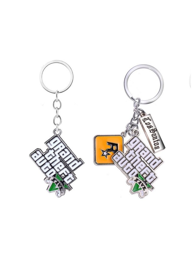 Generic Multi Pendant Gaming Key Holder ,Gtav grand theft auto keychain,Grand Theft Auto 5GTA5 keychain Grand Theft Auto 5 keyring,Grand Theft Auto Key Chain/Silver  - Image 3