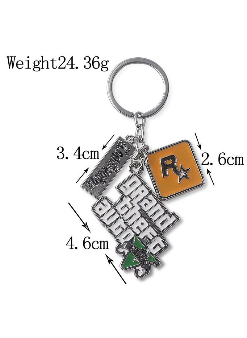Generic Multi Pendant Gaming Key Holder ,Gtav grand theft auto keychain,Grand Theft Auto 5GTA5 keychain Grand Theft Auto 5 keyring,Grand Theft Auto Key Chain/Silver  - Image 2