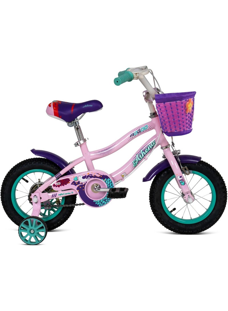 موجو Athena Girls Bike with Basket & Training Wheels 12 Inch | Pink |  Kids Single-Speed Bicycle for Ages 2-4 | Alloy Steel Frame - Image 2