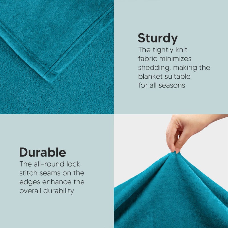 Utopia Bedding Fleece Blanket Throw Size Turquoise 300GSM Luxury Anti-Static Fuzzy Soft Microfiber Blanket for Couch, Sofa and Bed (60x50 Inch) - Image 5