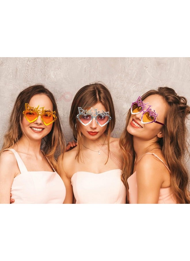 Propsicle - Propsicle Assorted Colour Bride Team Heart-Shaped Eyewear For bachelorette, Bridal shower, Party Dressup Eye accesories, Pack of 4 - Image 1