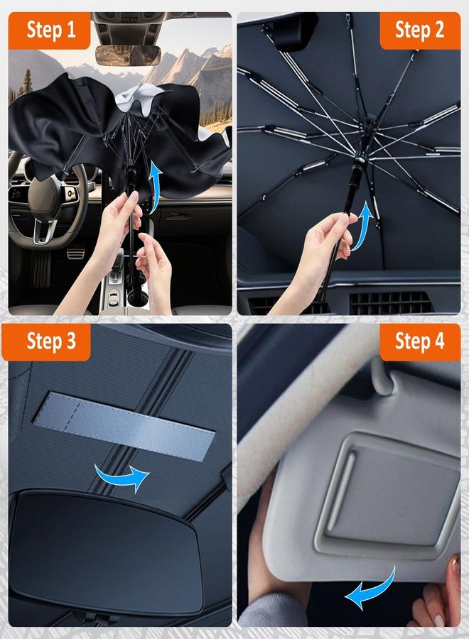 بست فيو مظلة واقية من الشمس للزجاج الأمامي من بيستفيو لسيارة تويوتا كامري موديلات 2012-2017، مصممة خصيصًا لتناسب الزجاج الأمامي، تحجب أشعة الشمس فوق البنفسجية وتحافظ على برودة سيارتك، عمود قابل للدوران 360 درجة - Image 5