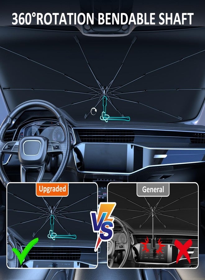 بست فيو مظلة واقية من الشمس للزجاج الأمامي من بيستفيو لسيارة تويوتا كامري موديلات 2012-2017، مصممة خصيصًا لتناسب الزجاج الأمامي، تحجب أشعة الشمس فوق البنفسجية وتحافظ على برودة سيارتك، عمود قابل للدوران 360 درجة - Image 4