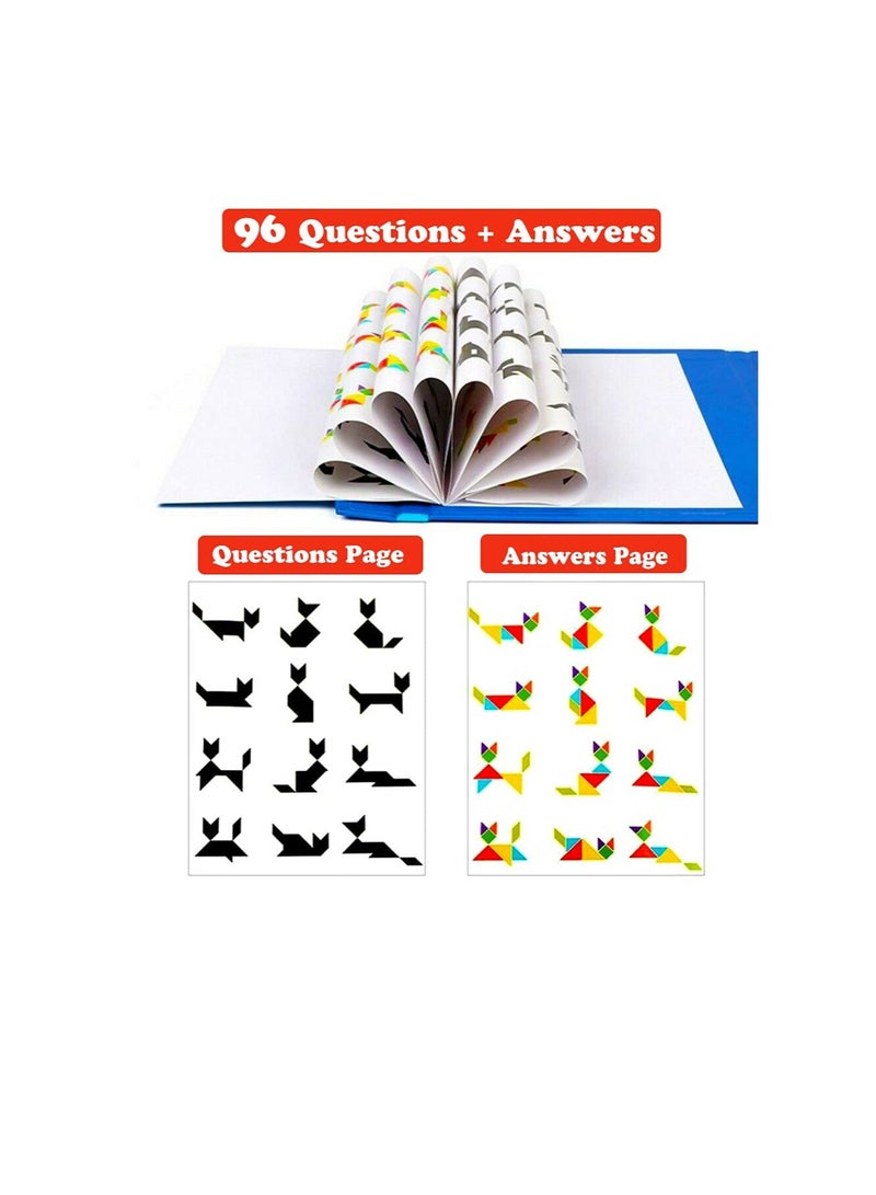 Excefore Wooden Pattern Tangram Magnetic Puzzle, Magnetic Pattern Block Book, IQ Educational Toy Gift Brain Teasers for Kid Toddlers Age 3+ Years Old - Image 3