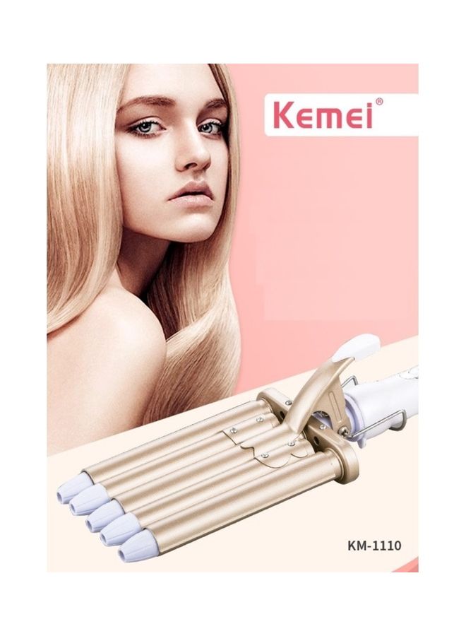 Kemei 5 Barrel Portable Hair Curler Electric Iron White/Beige 1.8meter - Image 3