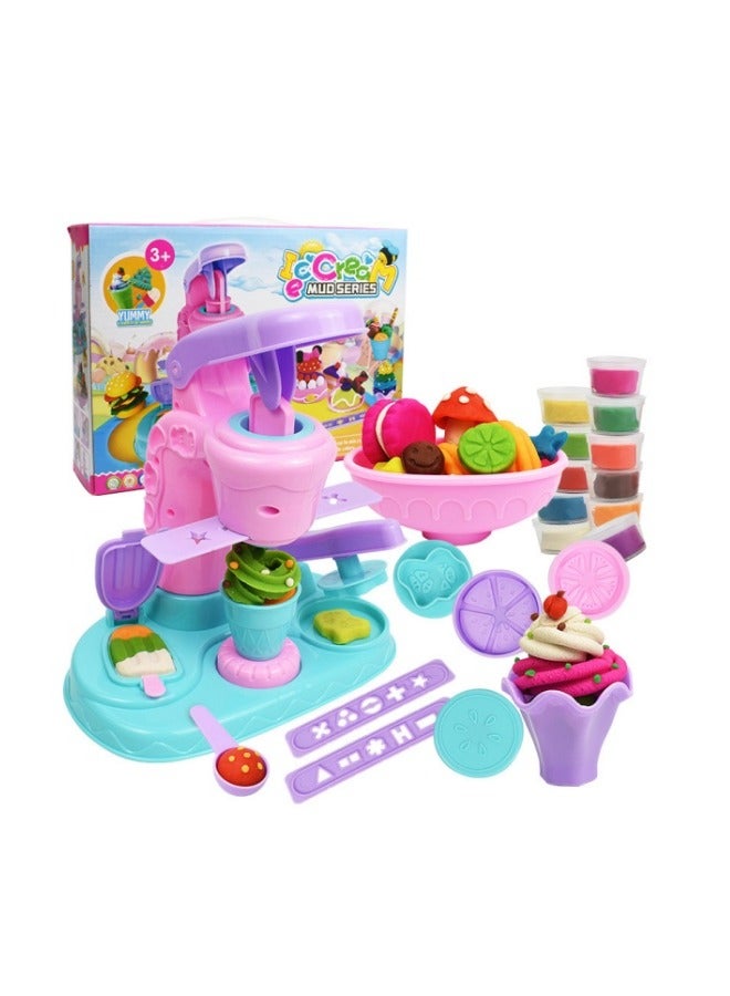 ميكسد عجينة ملونة لألعاب الأطفال، مجموعة عجينة ملونة لآلة صنع الآيس كريم مع 12 علبة عجين للأطفال والصغار، مجموعة آلة الطين الملونة، لعبة بيت اللعب - Image 1
