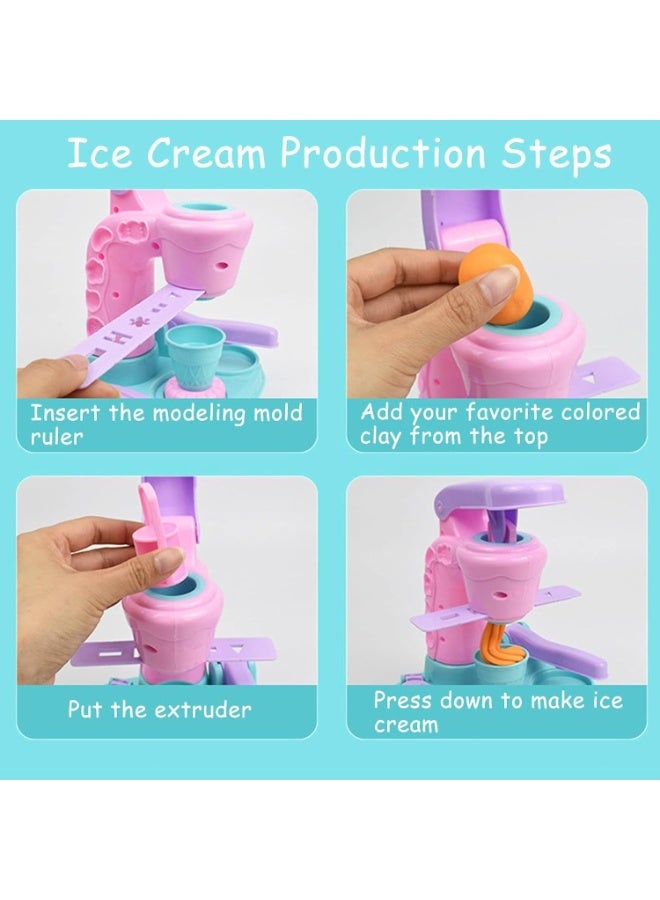ميكسد عجينة ملونة لألعاب الأطفال، مجموعة عجينة ملونة لآلة صنع الآيس كريم مع 12 علبة عجين للأطفال والصغار، مجموعة آلة الطين الملونة، لعبة بيت اللعب - Image 5