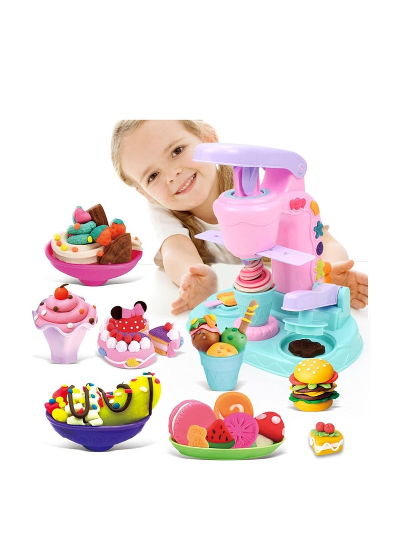 ميكسد عجينة ملونة لألعاب الأطفال، مجموعة عجينة ملونة لآلة صنع الآيس كريم مع 12 علبة عجين للأطفال والصغار، مجموعة آلة الطين الملونة، لعبة بيت اللعب - Image 2