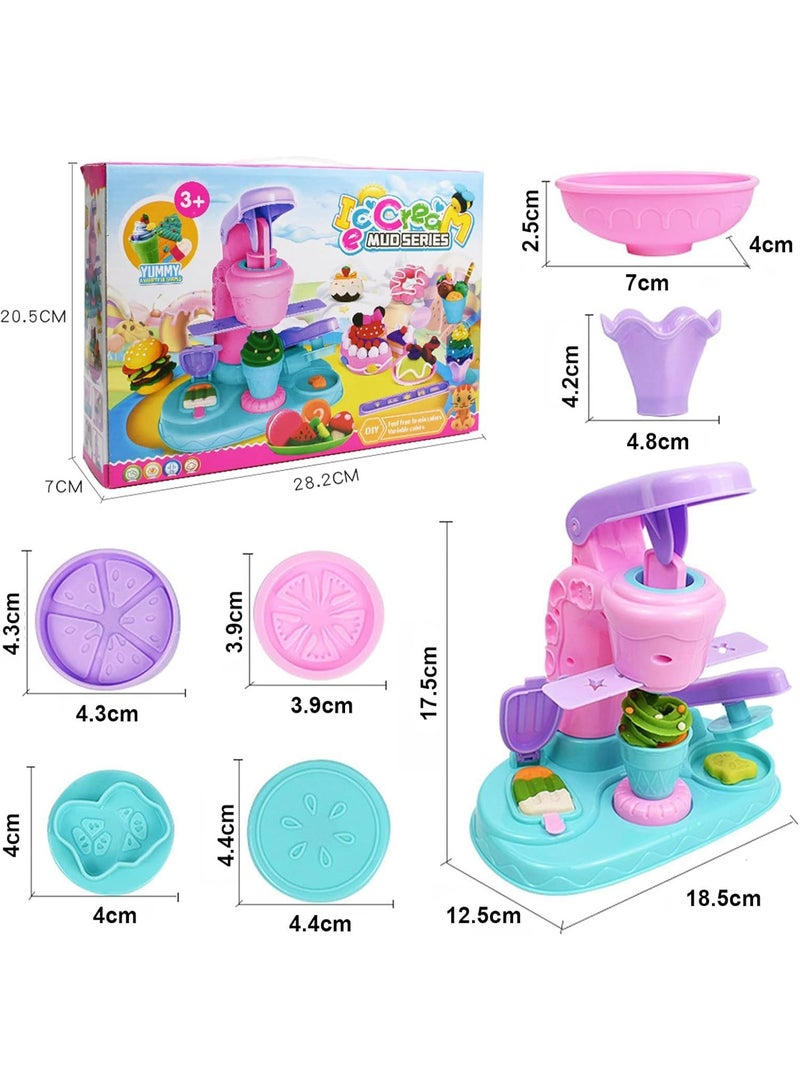 ميكسد عجينة ملونة لألعاب الأطفال، مجموعة عجينة ملونة لآلة صنع الآيس كريم مع 12 علبة عجين للأطفال والصغار، مجموعة آلة الطين الملونة، لعبة بيت اللعب - Image 3