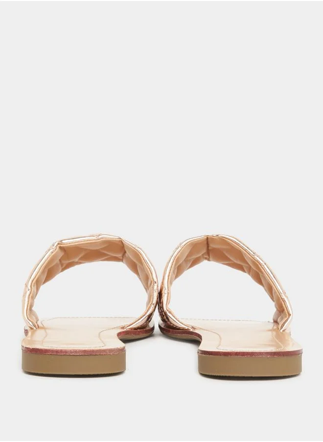ستايلي Quilted Design Flat Sandals