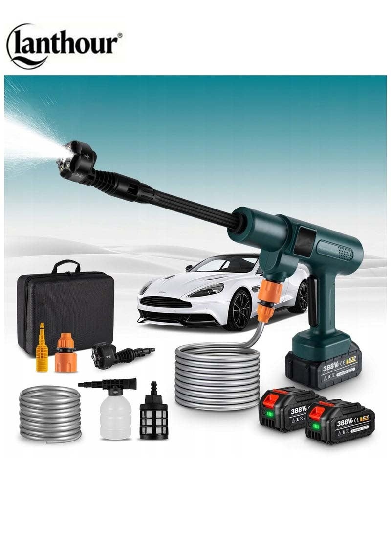 lanthour Brushless Electric Pressure Washer 6 In 1 Wash Garden Water Gun, 2 Speed Portable Washer with 2 15000 MAH Batteries for Car/Floor/Fence Cleaning - Image 1