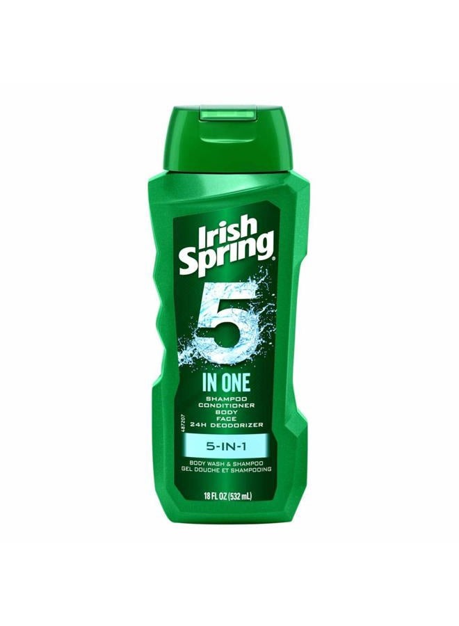 Irish Spring Body Wash & Shampoo - 5 in 1 - Net Wt. 18 FL OZ (532 mL) Per Bottle - Pack of 3 Bottles - Image 2