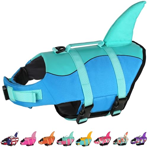 Dogcheer Dog Life Jacket, Cute Shark Dog Life Vest for Swimming Boating with Superior Buoyancy and Rescue Handle, Adjustable Puppy Floating Swim Vest for Small Medium Large Dogs(Pool Blue,S) - Image 2