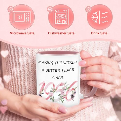Lingdeer 70th Birthday Gifts for Women Her, 1956 Vintage Birthday Coffee Mugs with Silicone Coaster, Fabulous 1956 Gifts Ideas for 70 Years Old Women Mom Sisters Grandma - Image 5