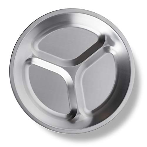 Wealers Stainless Steel Plate Set - Portable Dinnerware Set of 4 Round BPA Free, Sectioned Plates with Mesh Travel Bag for Outdoor Camping | Hiking | Picnic | BBQ | Beach (9.8) - Image 2