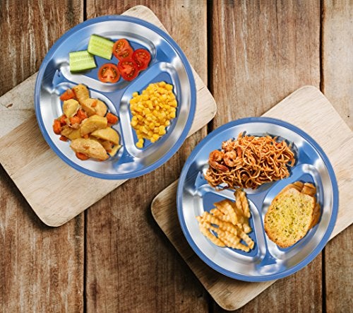 Wealers Stainless Steel Plate Set - Portable Dinnerware Set of 4 Round BPA Free, Sectioned Plates with Mesh Travel Bag for Outdoor Camping | Hiking | Picnic | BBQ | Beach (9.8) - Image 5