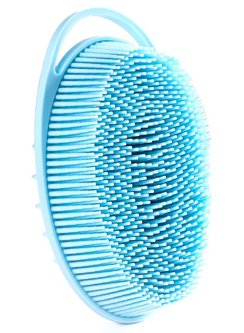 Silicone brush for cleaning and exfoliating the body and head massage 2 in 1 - Blue